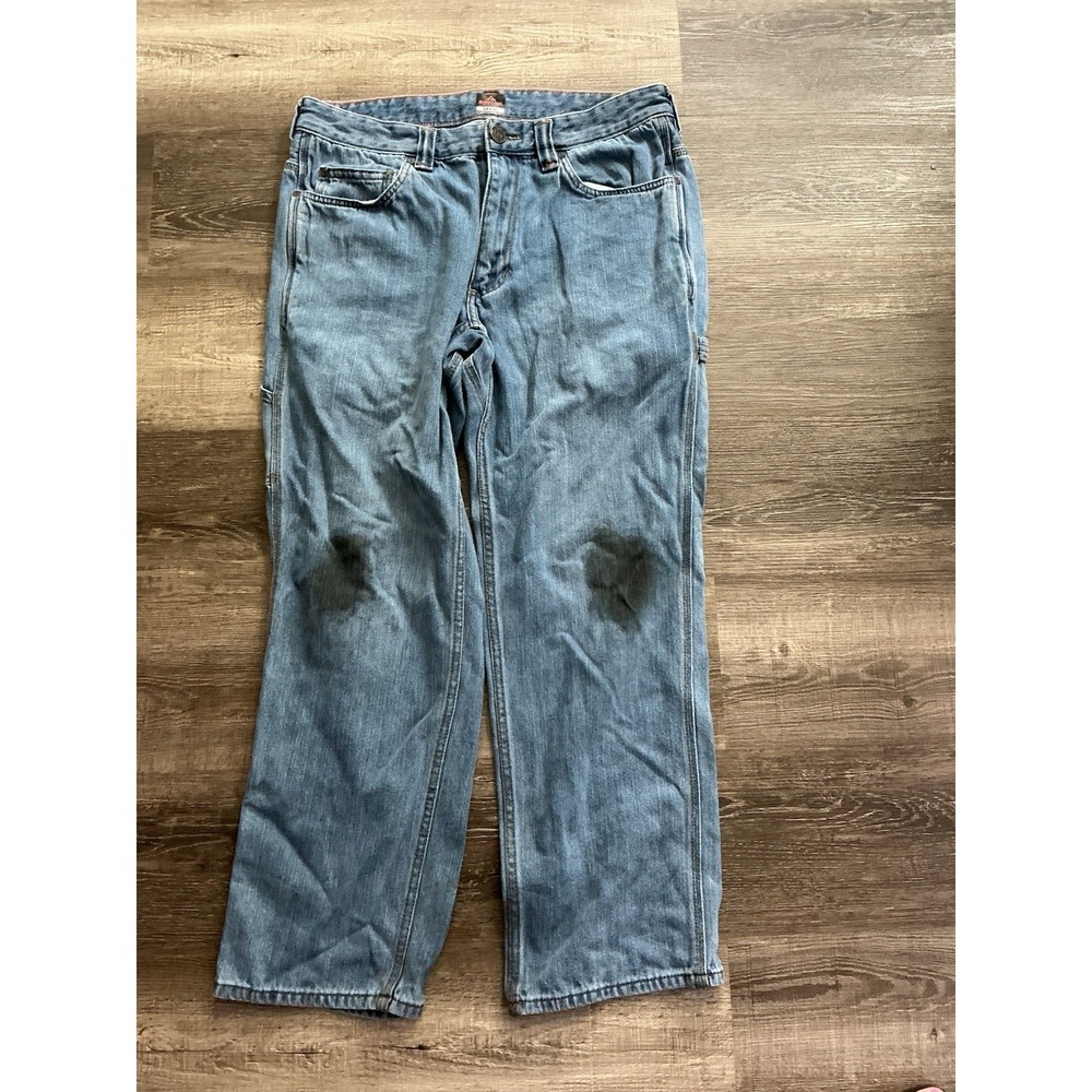Ridgecut Jeans Mens Sz 34x30 Medium Wash Toughwear Straight Leg STAINED KNEES